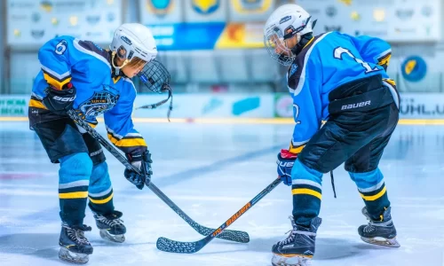 playing hockey